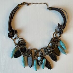 Boho Turquoise and Bronze Necklace